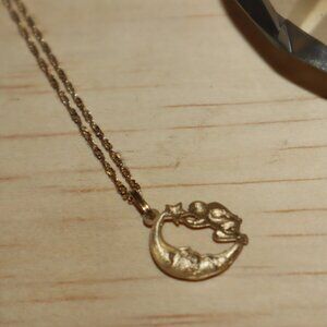 Michael Anthony 14k Yellow Gold Angel Moon Mini Charm Pendant with Chain 11425b